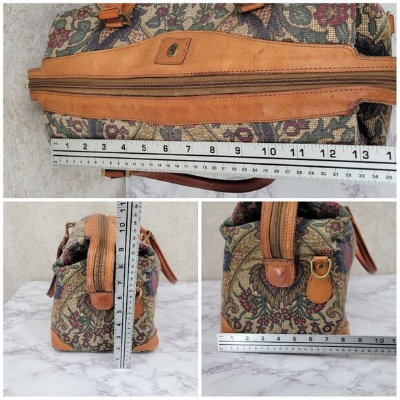 Hartman Vintage Tapestry and Leather Travel Bag Set Train Case and Duffle Bag - Picture 9 of 16